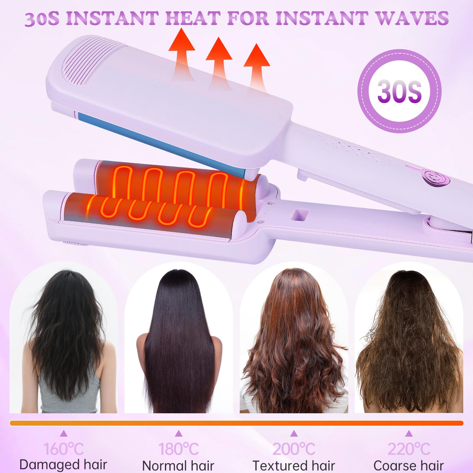 Fer à Boucler 32mm, Boucleur Cheveux avec 4 Températures, Revêtement Céramique, Chauffage Rapide