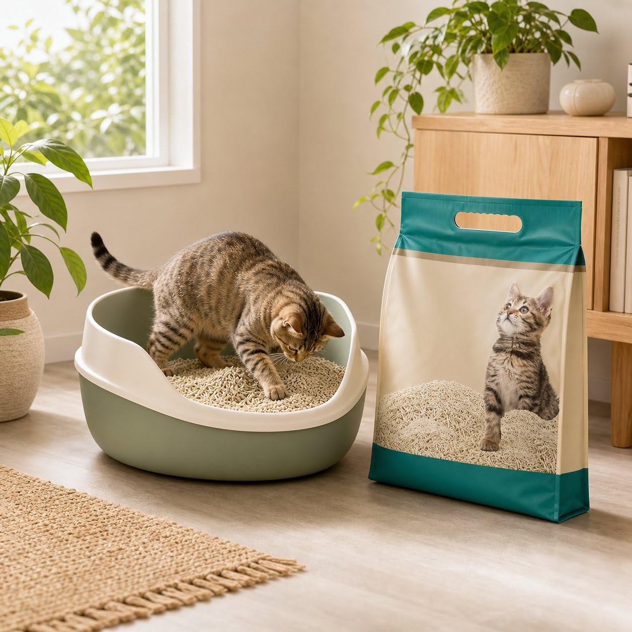 Katzenstreu Klumpstreu aus Pflanzenfasern – Staubfrei & d für hygienische Sauberkeit, Mischstreu, Originalgeschmack, 5 kg