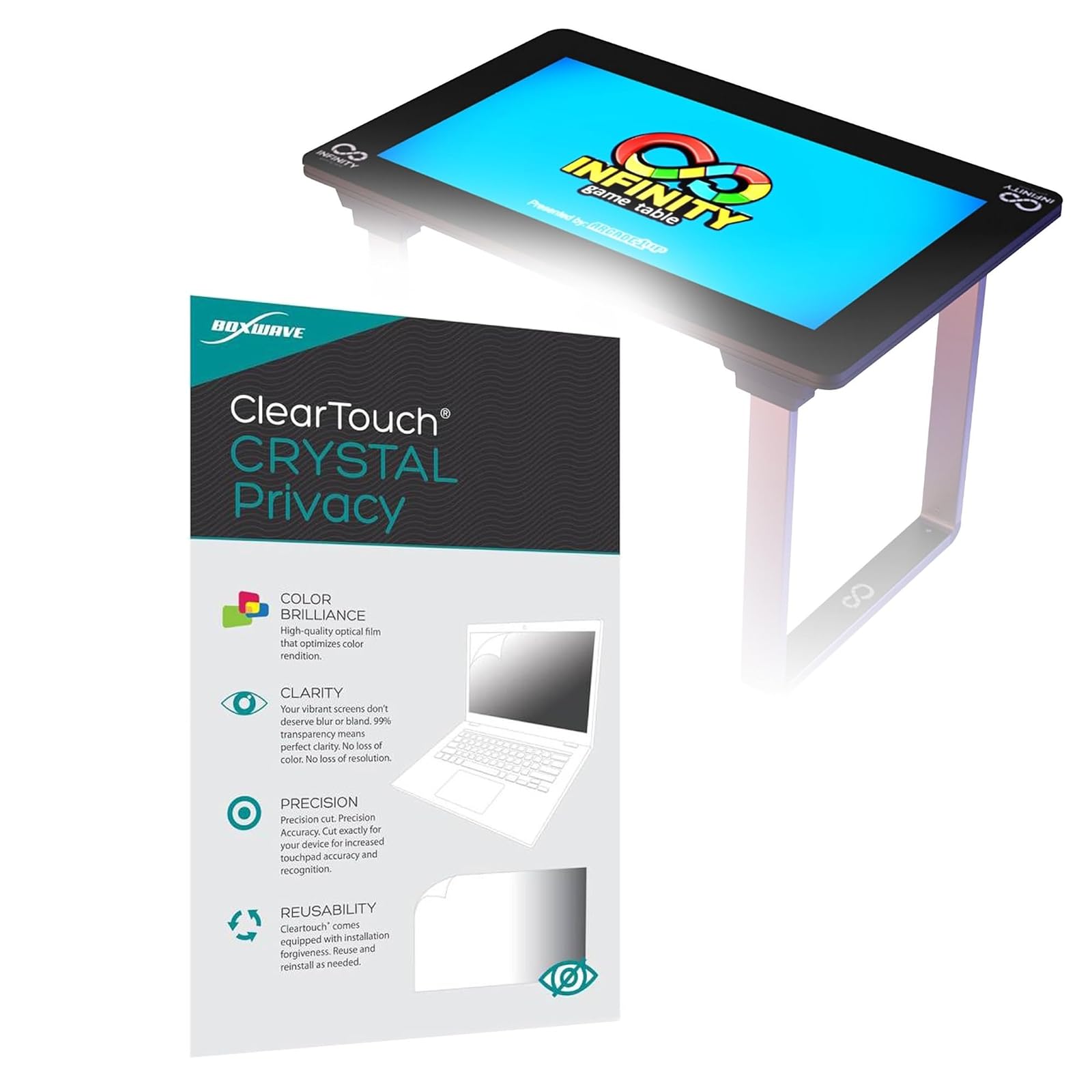 BoxWave Screen Protector Compatible with Arcade1Up Infinity Game Table (32 in) - ClearTouch Crystal Privacy (2-Pack), Privacy Screen Protector Flexible Film Clear