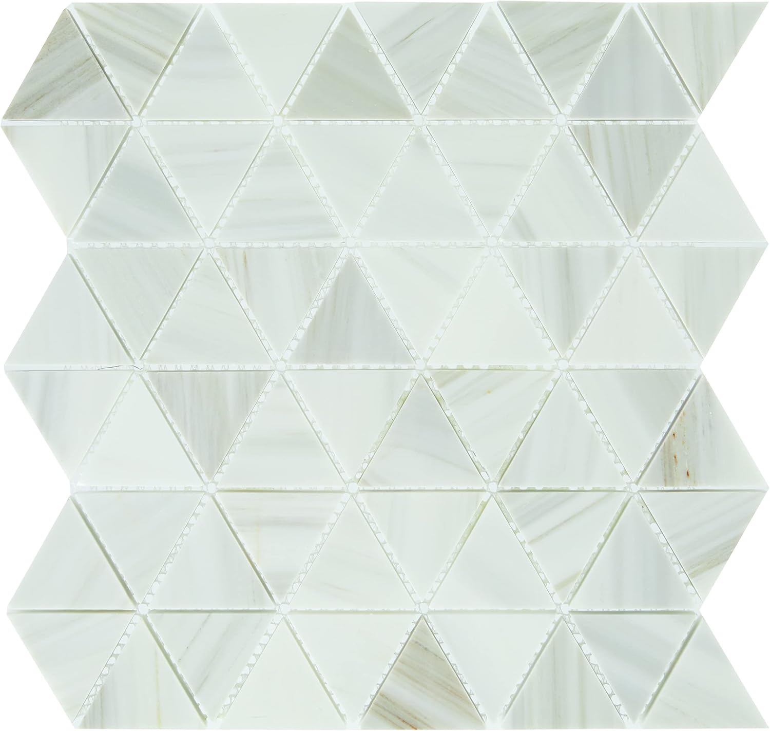 Daltile Pietra Divina 2" Marble Natural Stone Triangle Mosaic in Polished & Honed Calacatta Dolomiti (10 PC per Carton) (9.60 SQFT per Carton)