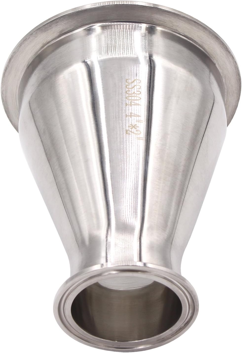 DERNORD Sanitary Fitting Reducer Fitting SUS304 Tri Clamp Ferrule Style 4" Tube OD to 2" Tube OD
