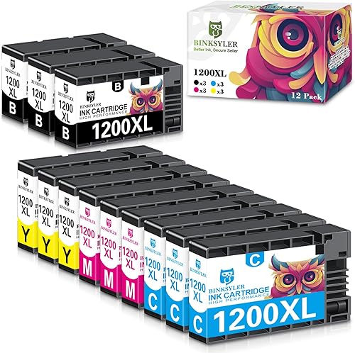 Maxify 1200XL - Paquete de 12 cartuchos de tinta de repuesto para Canon PGI-1200XL PGI-1200 XL PGI 1200 XL para impresora Canon Maxify MB2720 MB2050