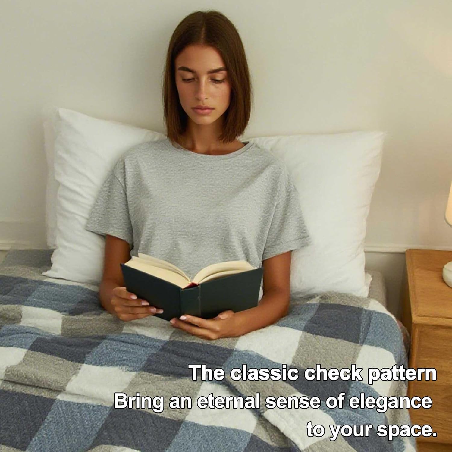 4 Layer Muslin Throw Blanket,100% Cotton Blankets for Couch Breathable Soft Blanket for Bed Fluffy Bath Towel Pre-Washed Comfortable Blanket for Summer Night Sweats,Blue Checkered,40"x60" - Image 8