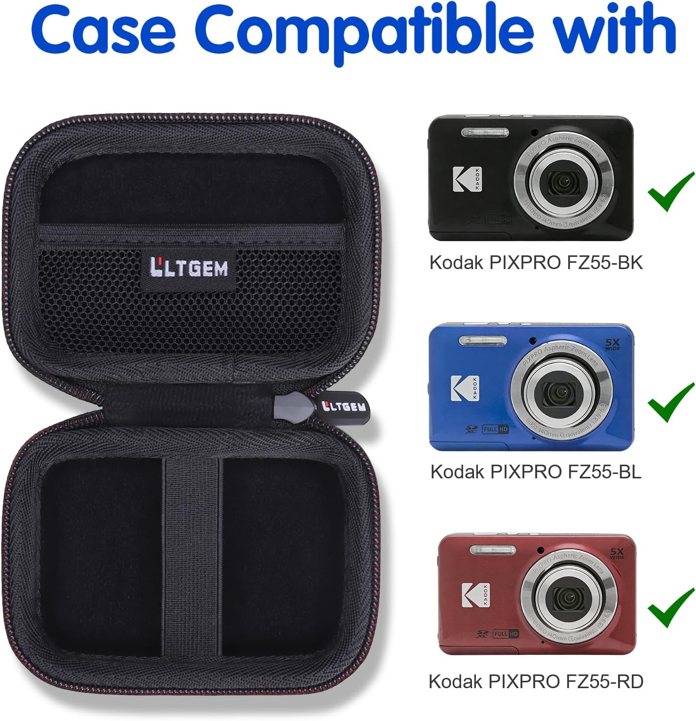 LTGEM Case Compatible with Kodak PIXPRO FZ55 Digital Camera, Blue image 5