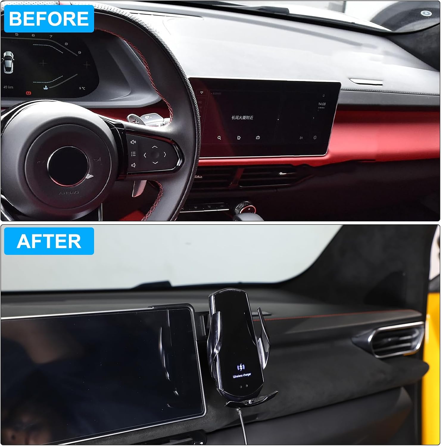 Sekhyna Car Phone Mount Holder Compatible with Lotus Emira 2021+,360 Degree Rotating Mobile Phone Holder Interior Accessories Navigation Screen Cell Phone Fixed Bracket for All Phone Models (Style D)