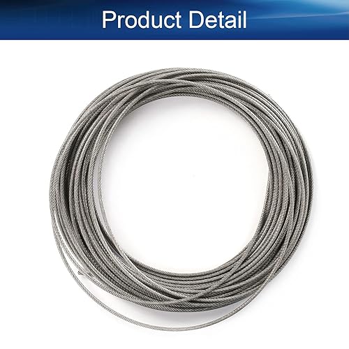 Vista 12 de Heyiarbeit Cuerda de alambre 5/32 de acero inoxidable 304, cable de alambre de PVC de 52.4 pies de longitud, cable de avión perfecto
