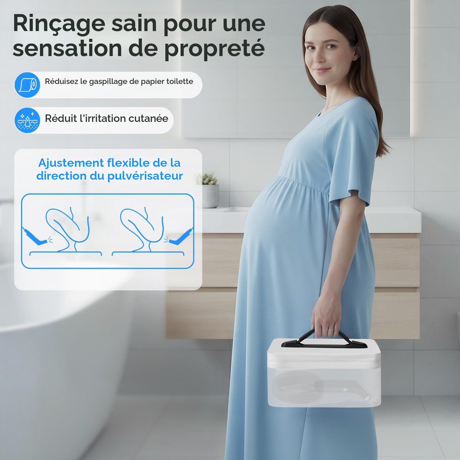 Bidet électrique de voyage 2,3 l, bidet portable avec tuyau de 1,2 m, portable pour toilettes, camping, extérieur, douche musulmane, bouteille périnéale, 2 modes