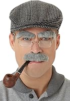 Vista 3 de Juego de vello facial de viejo loco para hombre, bigote y cejas, autoadhesivo, 2piezas