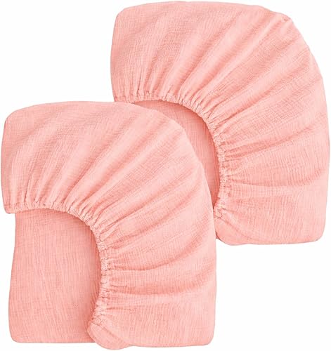 Miniatura 27 de Funda para cambiador de pañales de muselina para bebés y niñas, paquete de 2 unidades de 17 x 33 pulgadas, de algodón suave y transpirable, cómodas