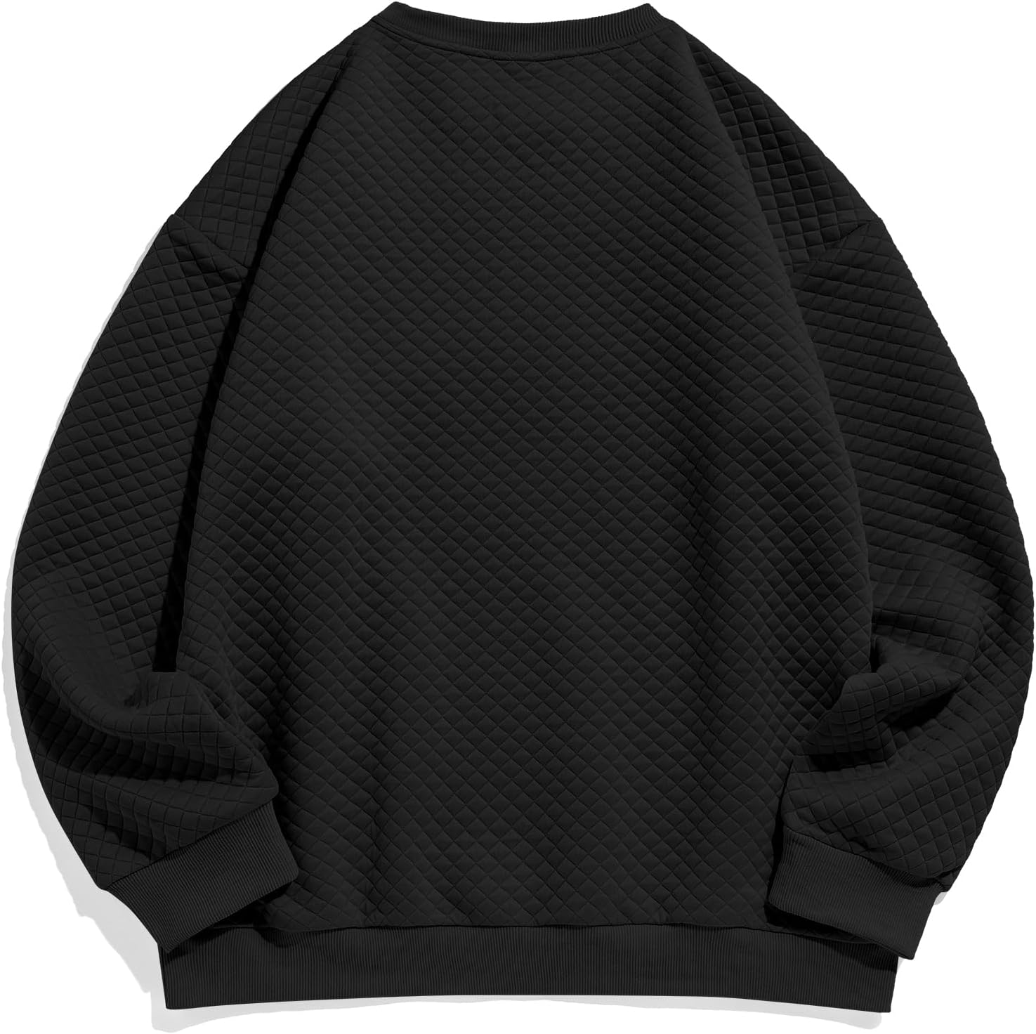 ZAFUL Mens Crewneck Sweatshirts Solid Color Long Sleeve Waffle Panttern Texture Casual Loose Pullover - Image 3