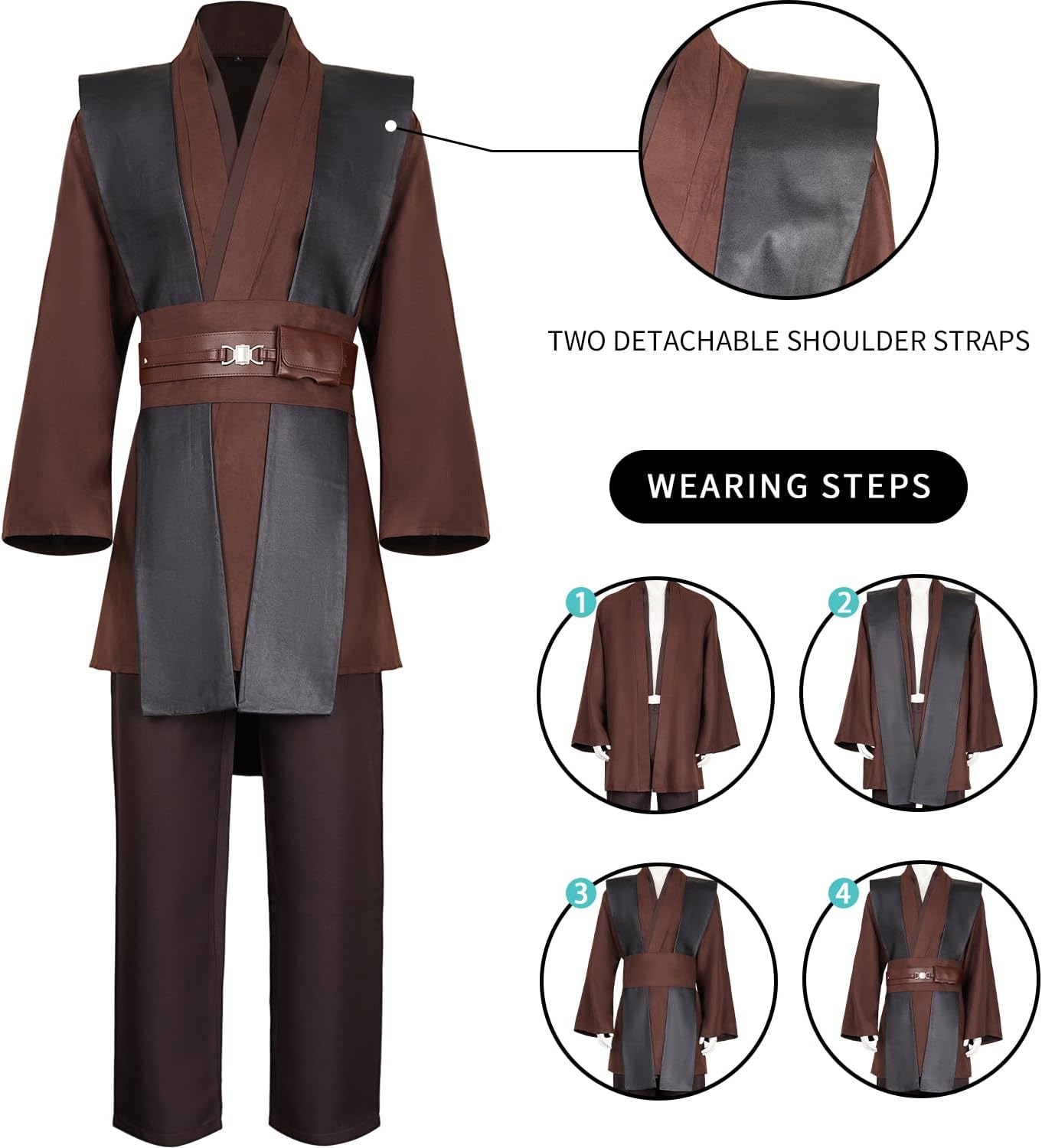 Tunic Costume Mens Halloween Cosplay Costume Tunic Robe Full Set - Image 2