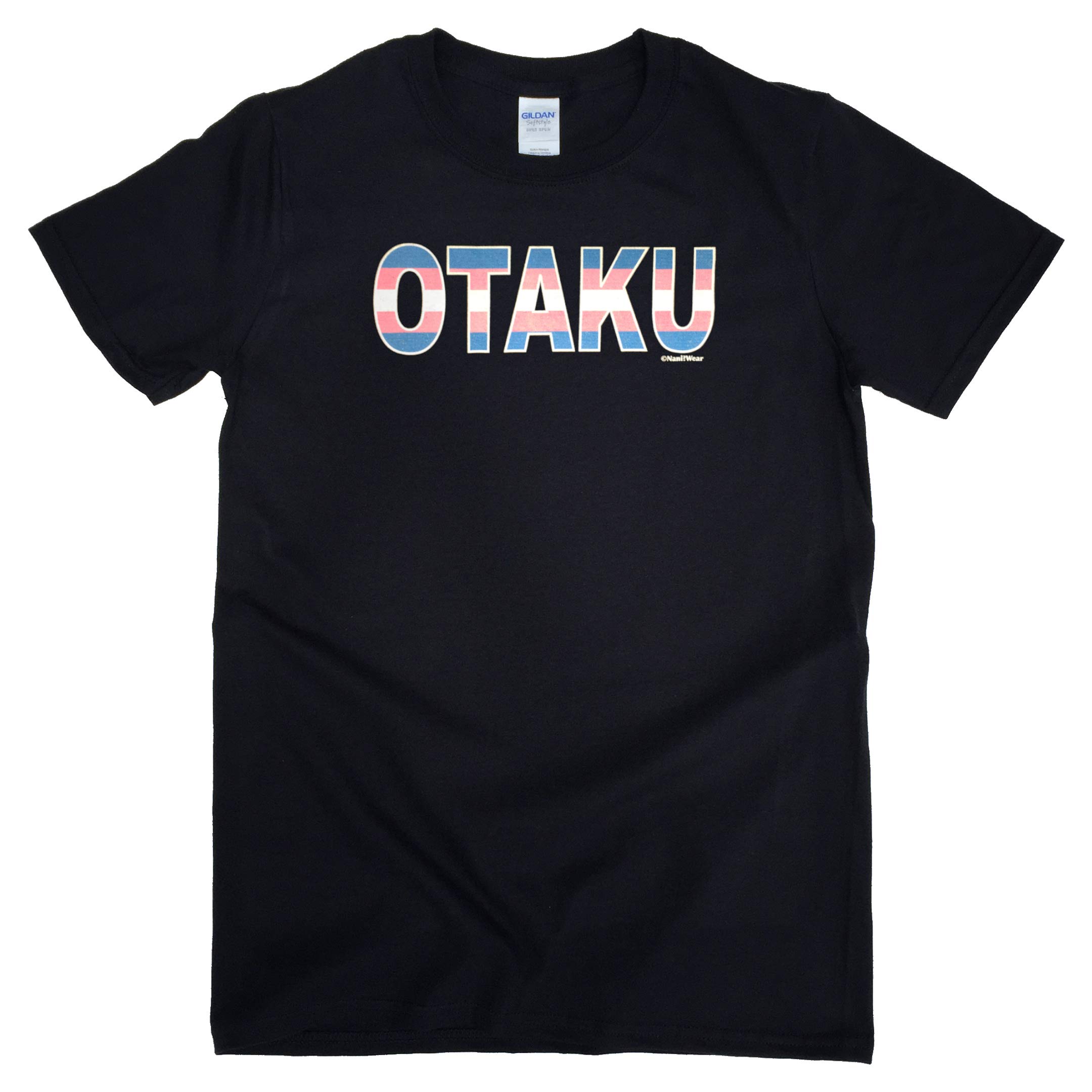 NaniWear Trans Otaku Anime Geek T-Shirt, Black, L