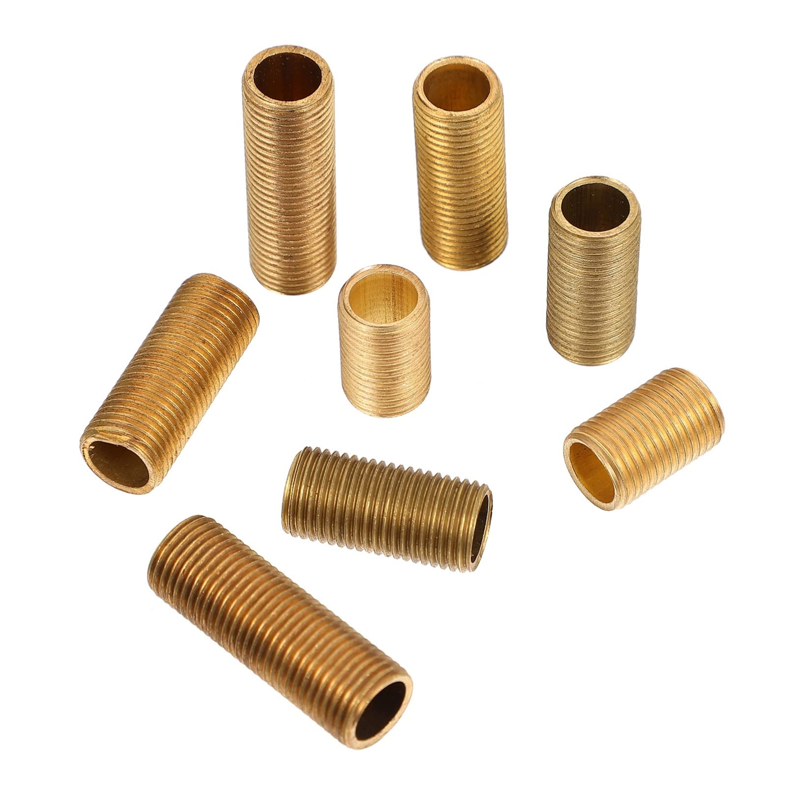 VILLFUL 8 pcs 1 Bag Fixture Accessories Light Re Rods Rod Locknuts Lamp Hollow Coupling for Tube Brass Kit Bag Threaded Golden Connection or Thread and