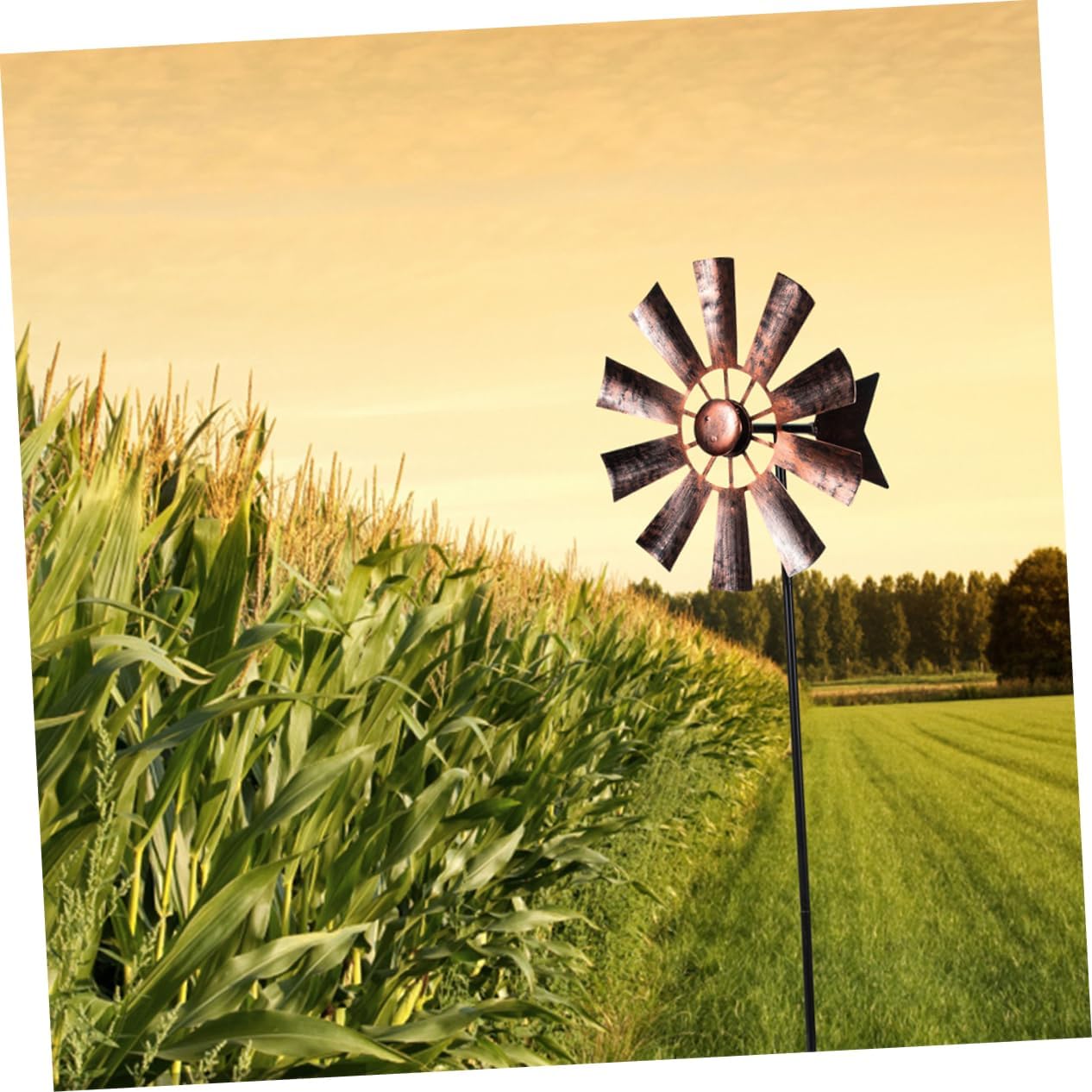 2pcs Large Metal Windmill Garden Decor Rotatable Outdoor Pinwheel Sturdy Craft for Lawn Garden Windmill Ornament