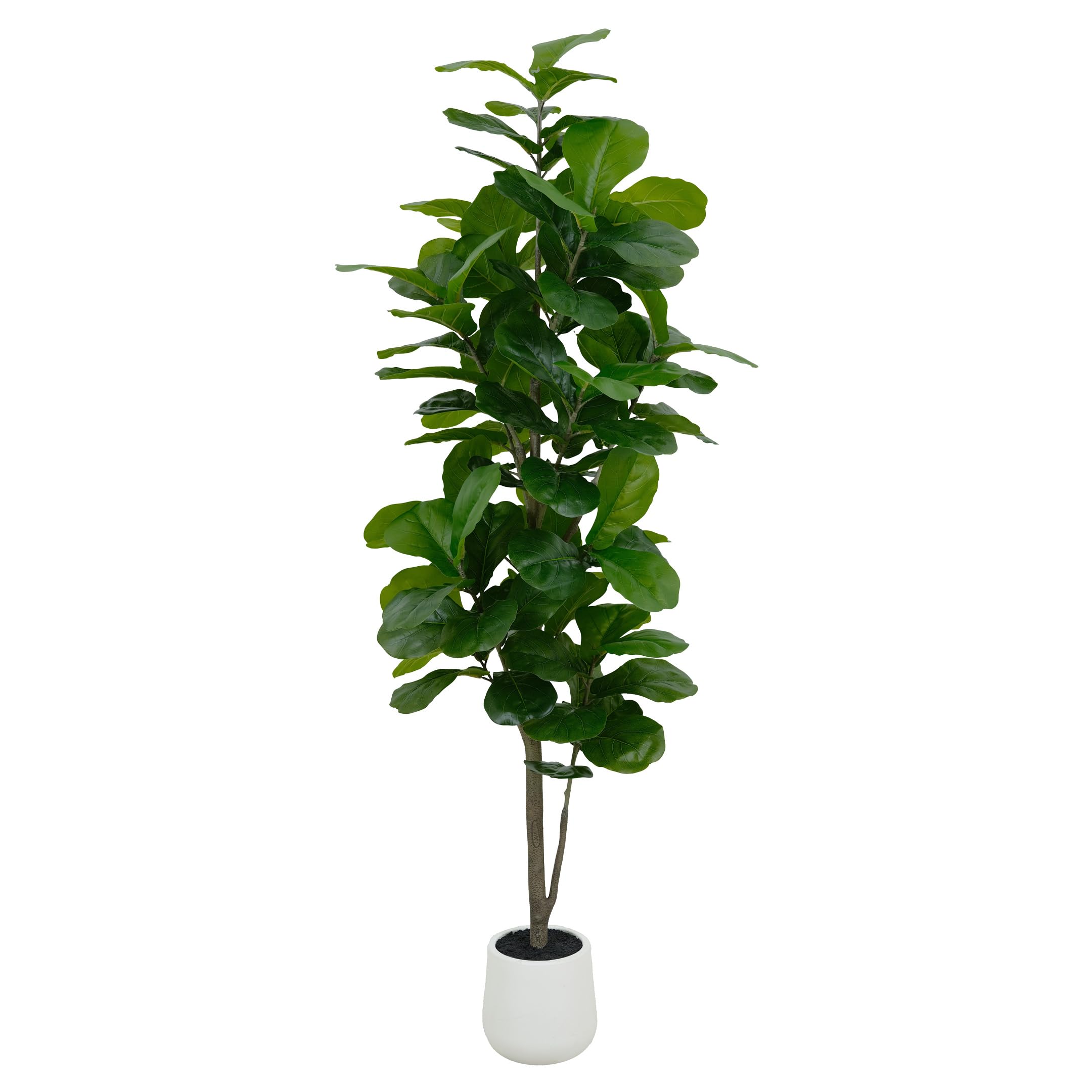 artificial fiddle leaf fig tree 7ft - lifelike indoor tall faux plant for home & office décor, low maintenance, realistic greenery for living room, bedroom