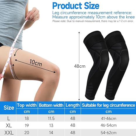 Knee Compression Sleeves, 2 Pack Knee Support Brace, Adjustable Leg Sleeves for Men Women, Anti Sliping Ventilation, Meniscus Tear, Joint Pain, Running, Squats, Basketball, Volleyball, Gym, L