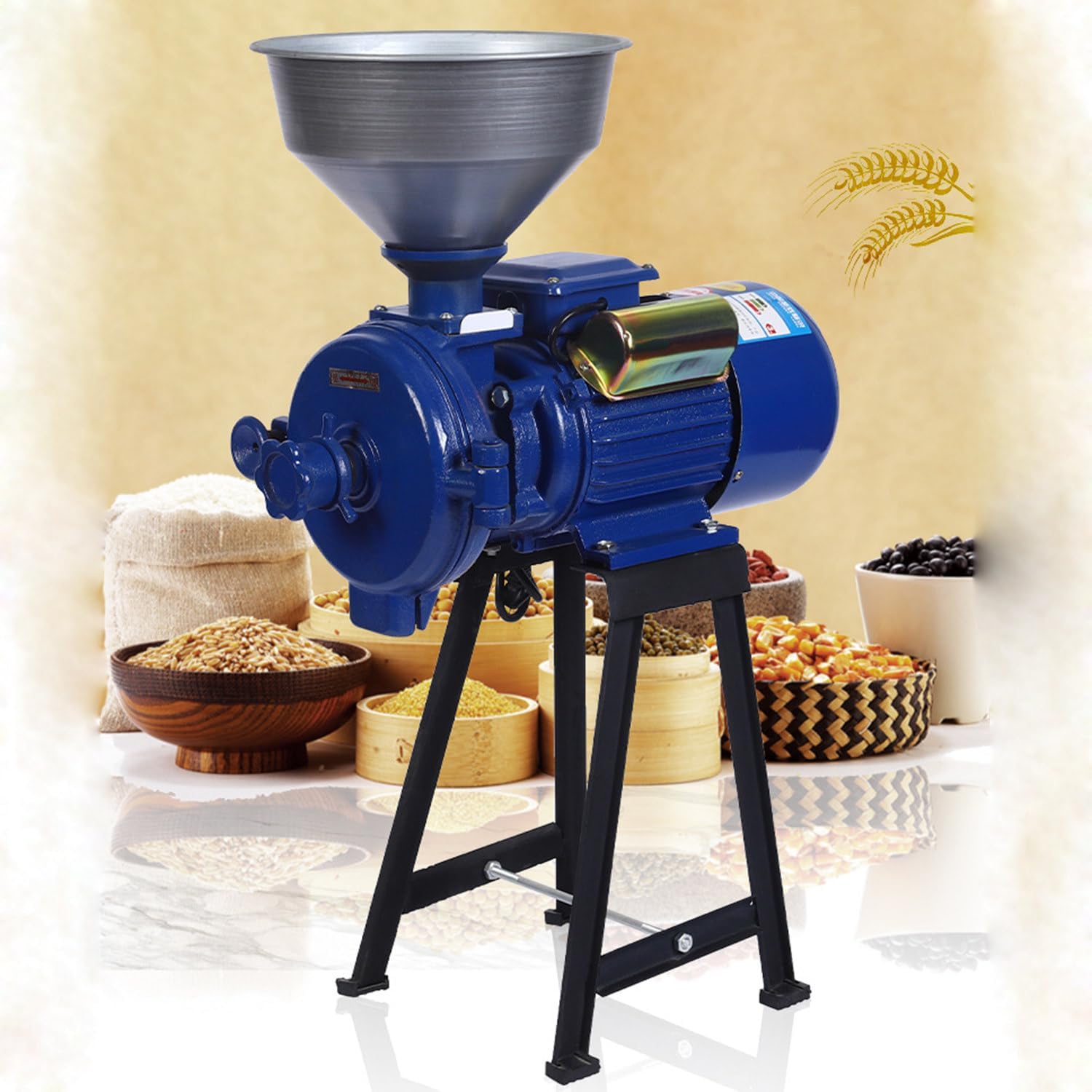 Grinding Mill Crusher，3500W Electric Grain Mill Grinder Heavy Duty Commercial Electric Feed Miller Dry Grinder Cereals Corn Grain Coffee Wheat Feed Machine with Funnel,A