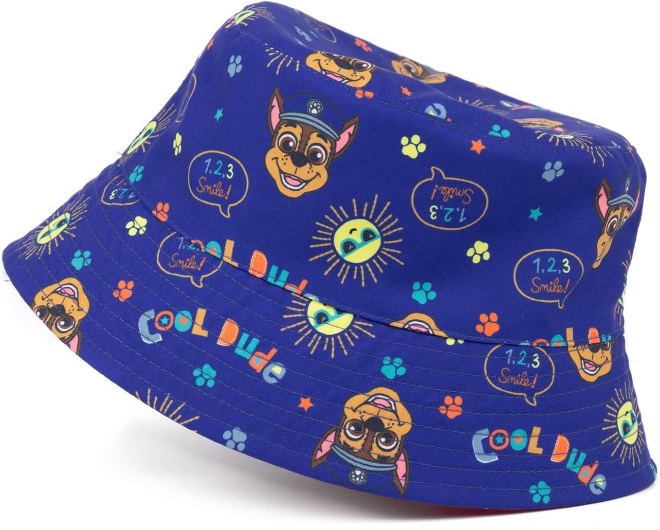 Paw Patrol Reversible Bucket Hat Boys | Kids Toddlers Chase Blue and Marshall Red Characters Sun Cap | Movies TV Series