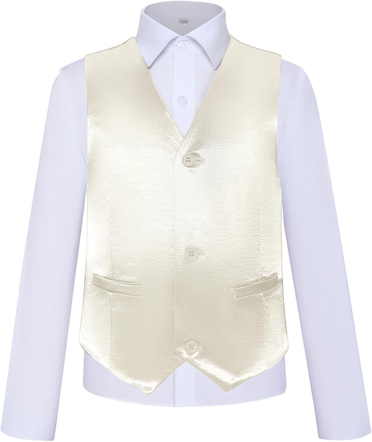 Boys Satin Vest Shiny Kids Dress Vests and Tie Set Wedding Prom Ring Bearer Outfit 3 Piece Boy Waistcoat