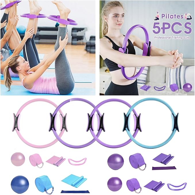 Set de Anillo y Pelota de Pilates, 5 Piezas, 38 cm, Azul miniatura 7
