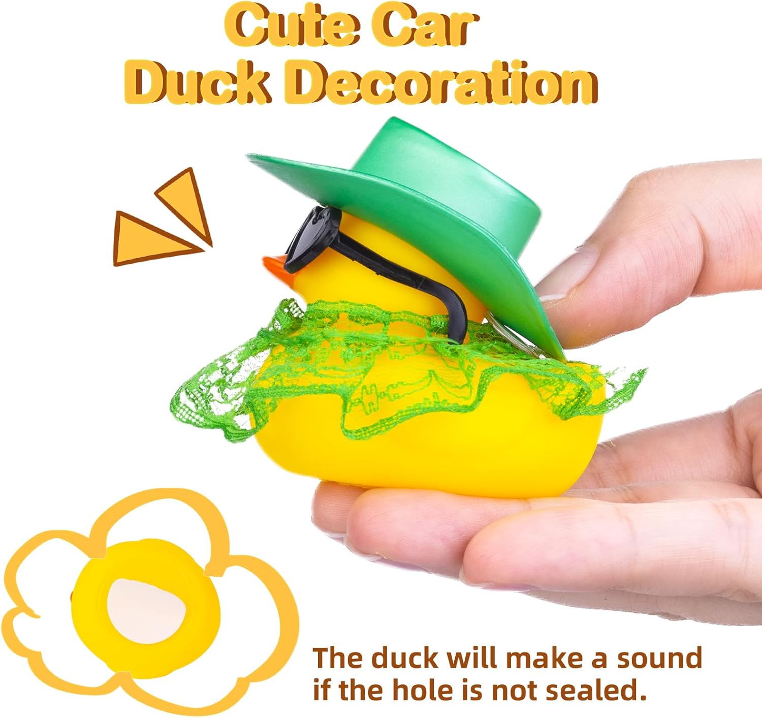 Car Rubber Duck Ornament Cute White Duck Car Dashboard Decoration Accessories with Mini Hat Sunglasses and Skirt for Car Dashboard Decoration Accessories(W9), W9-silver, JJ118D