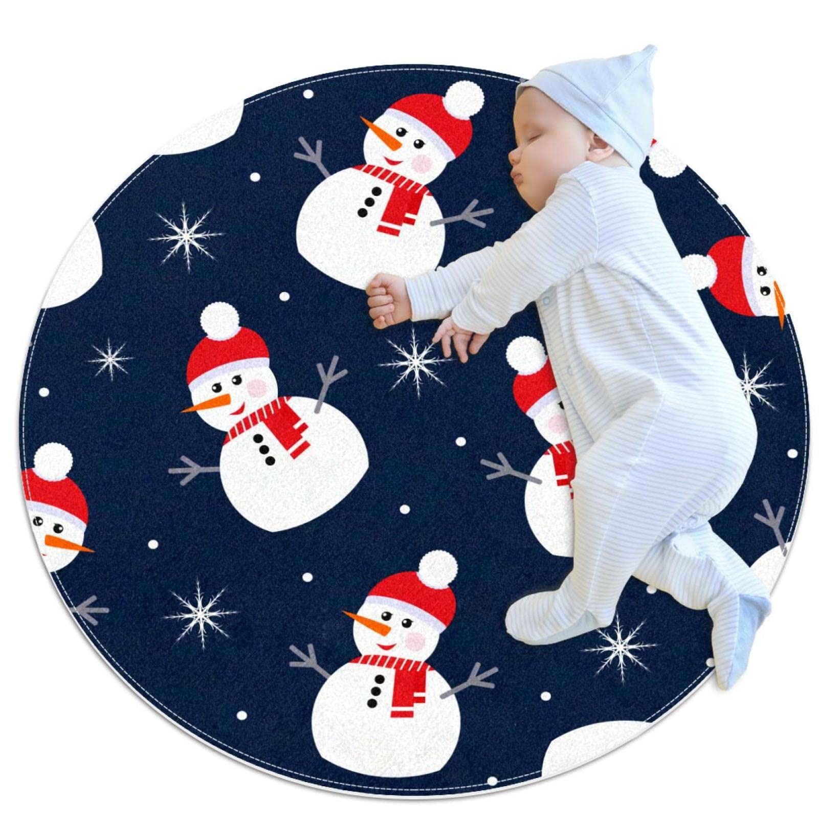 Tapis de jeu pour enfants bonhomme de neige cadeau de naissance rond