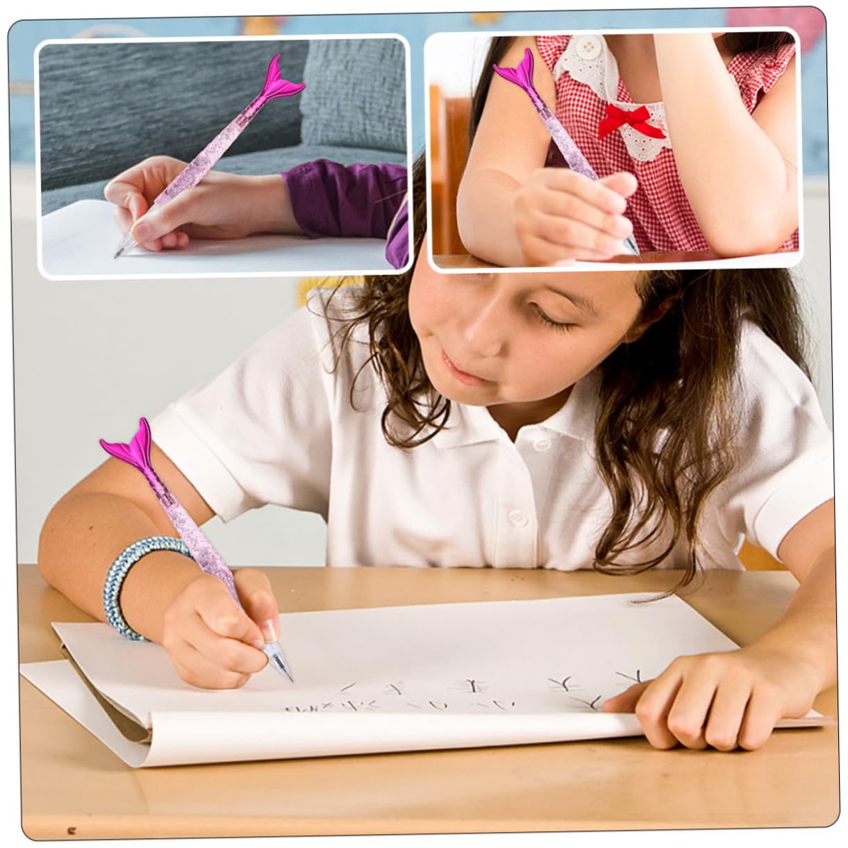 Lurrose 32 Pièces Stylo Gel Stylo à Bille Sirène Signe Portable Enfant D'écriture Portable De Signe De Ménage Jolis s à Bille s Uniques Colorful Abdos
