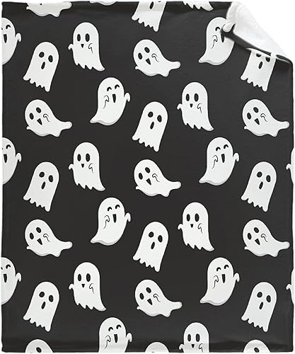 Miniatura 2 de Khumbhira Manta de fantasma, linda y divertida, regalo para niñas y niños, decoración espeluznante de felpa suave de franela de forro polar negro y