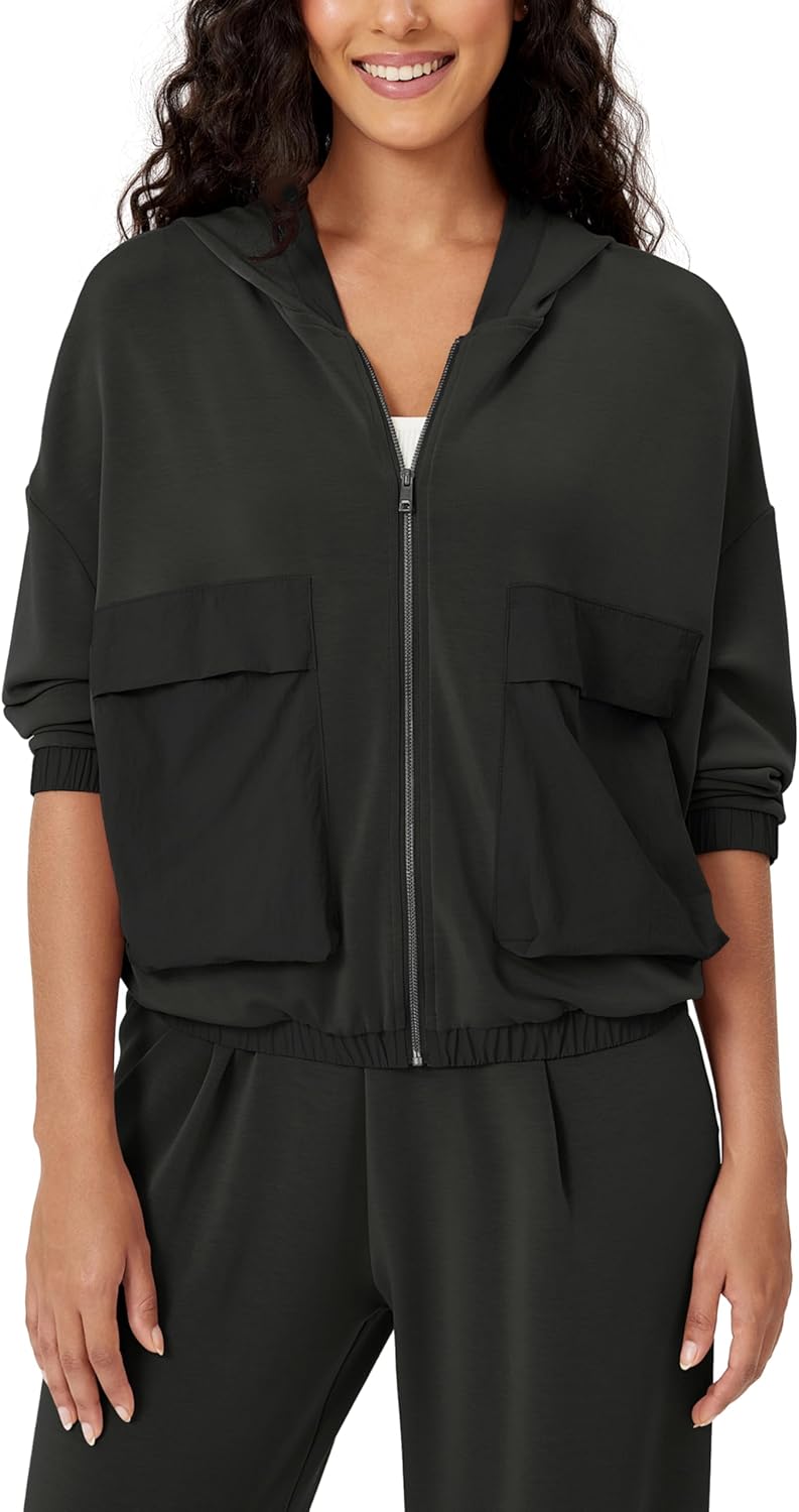 ODODOS Women’s Modal Soft Full-Zip Hoodies with Pockets Casual Fall Outfit Hooded Jacket