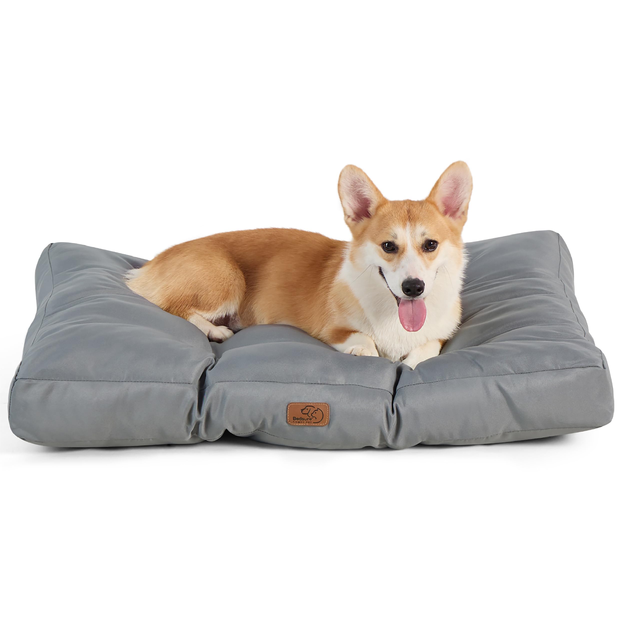 Bedsure Cesto Cane di Media Taglia Impermeabile, Cuscino Cane in Tessuto Oxford, M, Caterasso Letto per Cani, Lavabile, Grigio, 76 x 50 x 10 cm