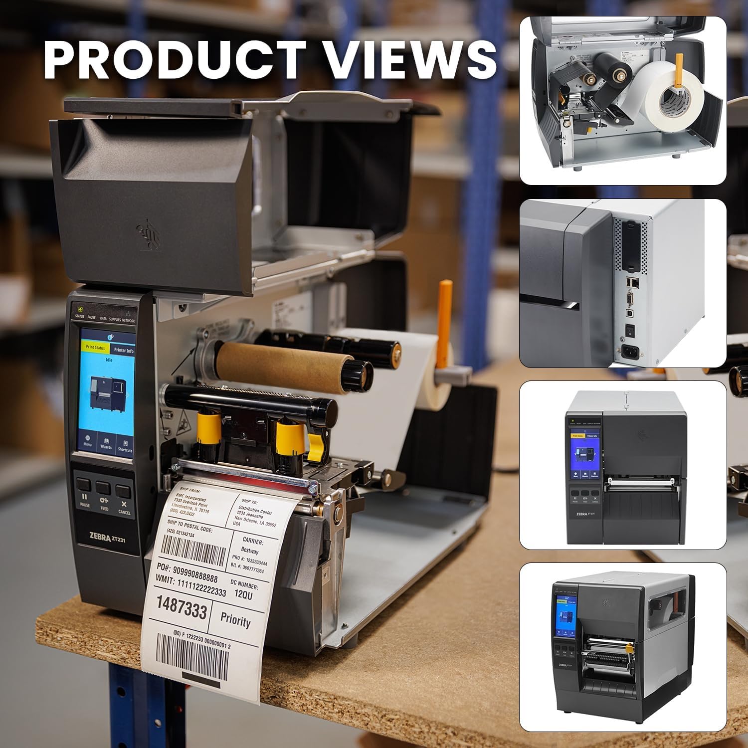 OEM for Zebra ZT23142 Thermal Transfer & Direct Thermal 203 DPI Width 4 in Barcode Label Printer Compatible with Zebra ZT231 ZT230 Series USB Serial Ethernet Bluetooth Connectivity