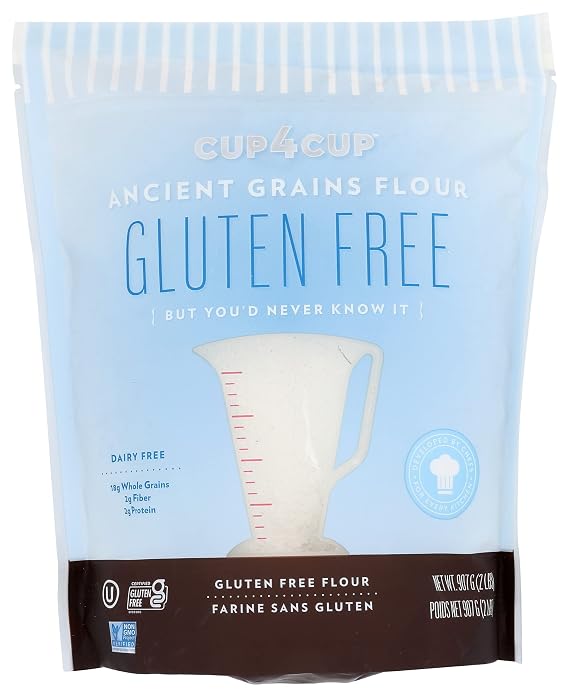 Cup 4 Cup Ancient Grains Flour, 18g Whole Grains, 2g Protein, 2g Fiber, Kosher, Dairy Free, Gluten Free & Non-GMO, 2 Pounds (Pack of 6)