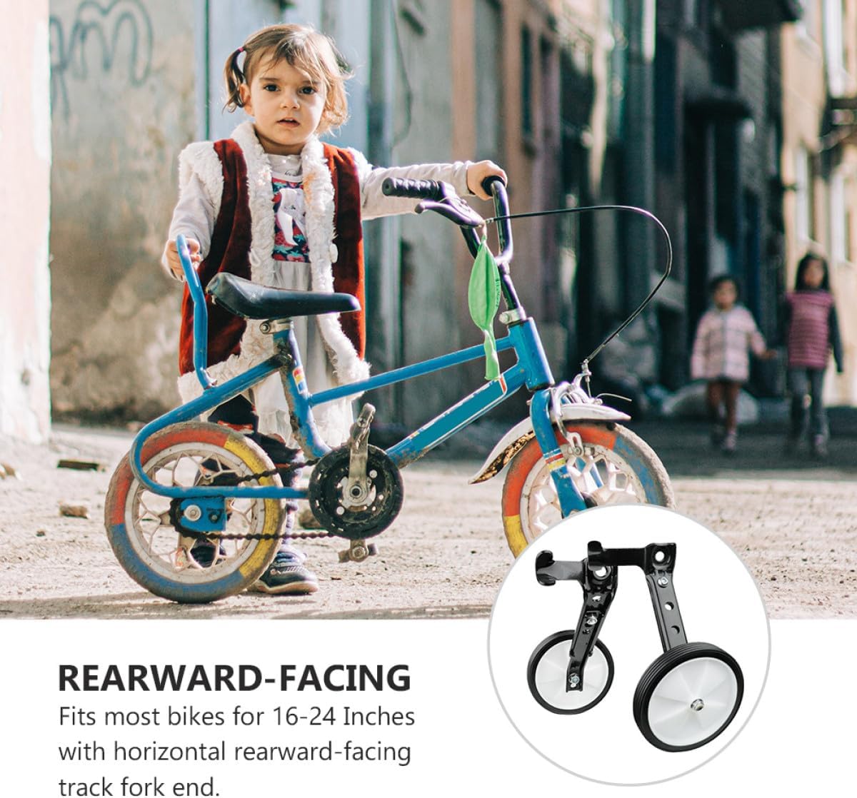 Veemoon Bike Training Wheels and Adjustable Bike Support Balance Wheels Black Rear Stabilizer