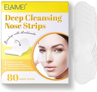 Blackhead Remover Strips (80pcs), Pore Strips, Nose Strips for Blackheads, Blackhead Removal Deep Cleansing Nose Pore Strips for Women Men, White