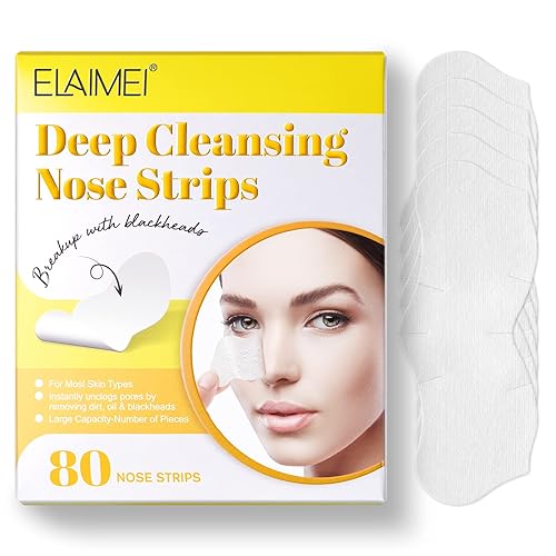 Tiras removedoras de puntos negros (80 unidades), tiras de poros de nariz para removedor de puntos negros, cuidado de la piel y limpieza profunda,