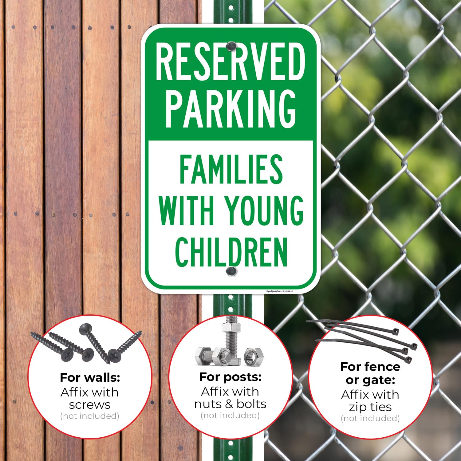 Reserved Parking Families with Young Children Sign, 12x18 Inches, Rust Free .063 Aluminum, Fade Resistant, Made in USA