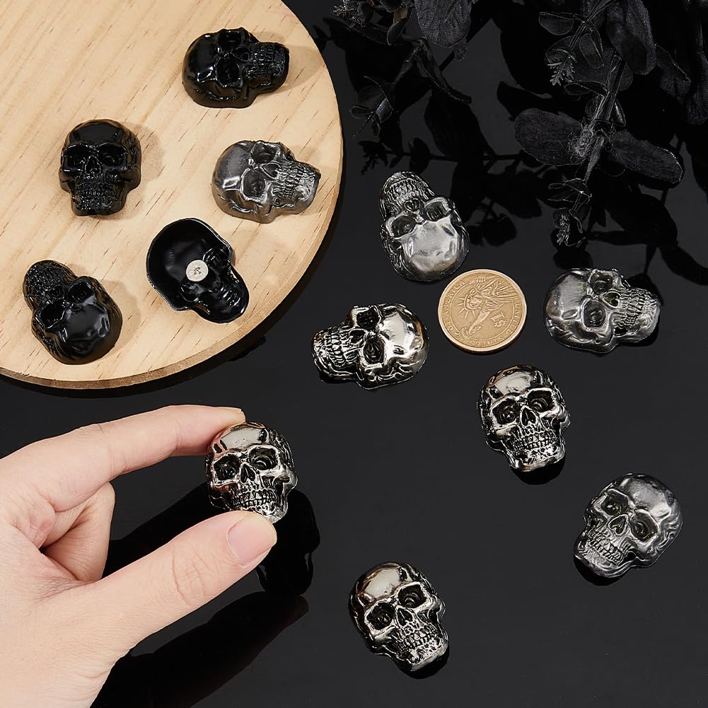 SUPERFINDINGS 12Sets 3Colors Alloy Skull Stud Rivet Skull Conchos Screw Back Leather Crafting Skull for Punk Style Clothing Accessories DIY Craft Decoration - Image 3