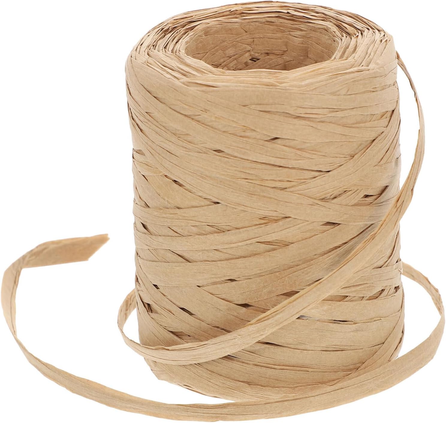 Ipetboom 200m Natural Raffia Paper Ribbon Twine for DIY Crafts and Wrapping, Eco-Friendly Khaki Packing Paper Rope for Floral Bouquets and Holiday Decoration