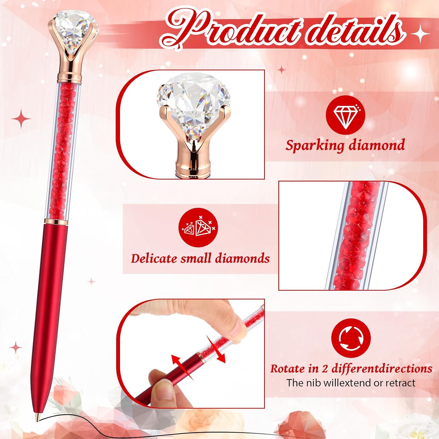 50 Sets Mother's Day Gift Bulk Diamond Pens with Crystal Top Cute Retractable Ballpoint Pen with Greeting Cards for Religious Women Mother Birthday Christian Party Pavors