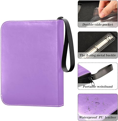 Miniatura 4 de Carpeta de tarjetas de fútbol lavanda con mangas, fundas para tarjetas con 400 ranuras, ideal para varias tarjetas de juego
