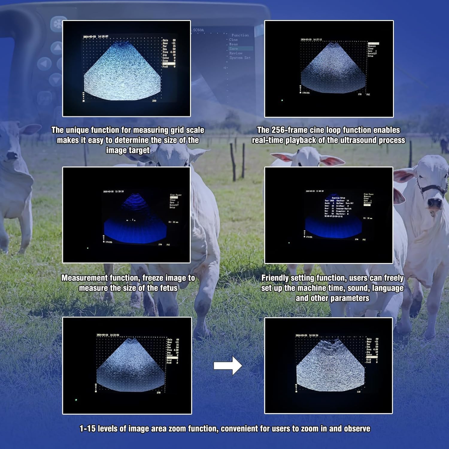 éChographe VéTéRinaire Portable éCran LED 5,7" pour Les Porcs, Les Ovins Et Les Caprins en Gestation. éChographe VéTéRinaire Portable avec Sonde MéCanique