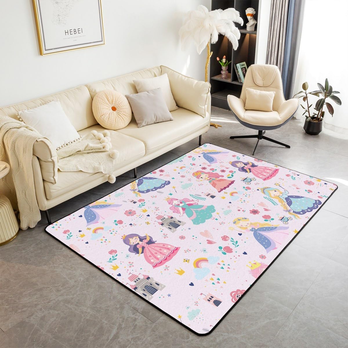 Lovely Kitten Area Rug 100cm X 150cm X 1cm Colorful Stars Cartoon Paw Print Indoor Floor Mat for Kids Boys Girls Teens Watercolor Cats Cute Animals Non Slip Rug for Bed Office Sofa