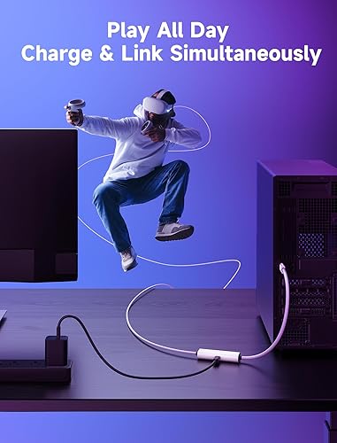 Miniatura 8 de JSAUX Cable de enlace de 16 pies compatible con accesorios Oculus Quest 2 Carga mientras juegas  Juega todo el día sin batería  Cable de carga USB