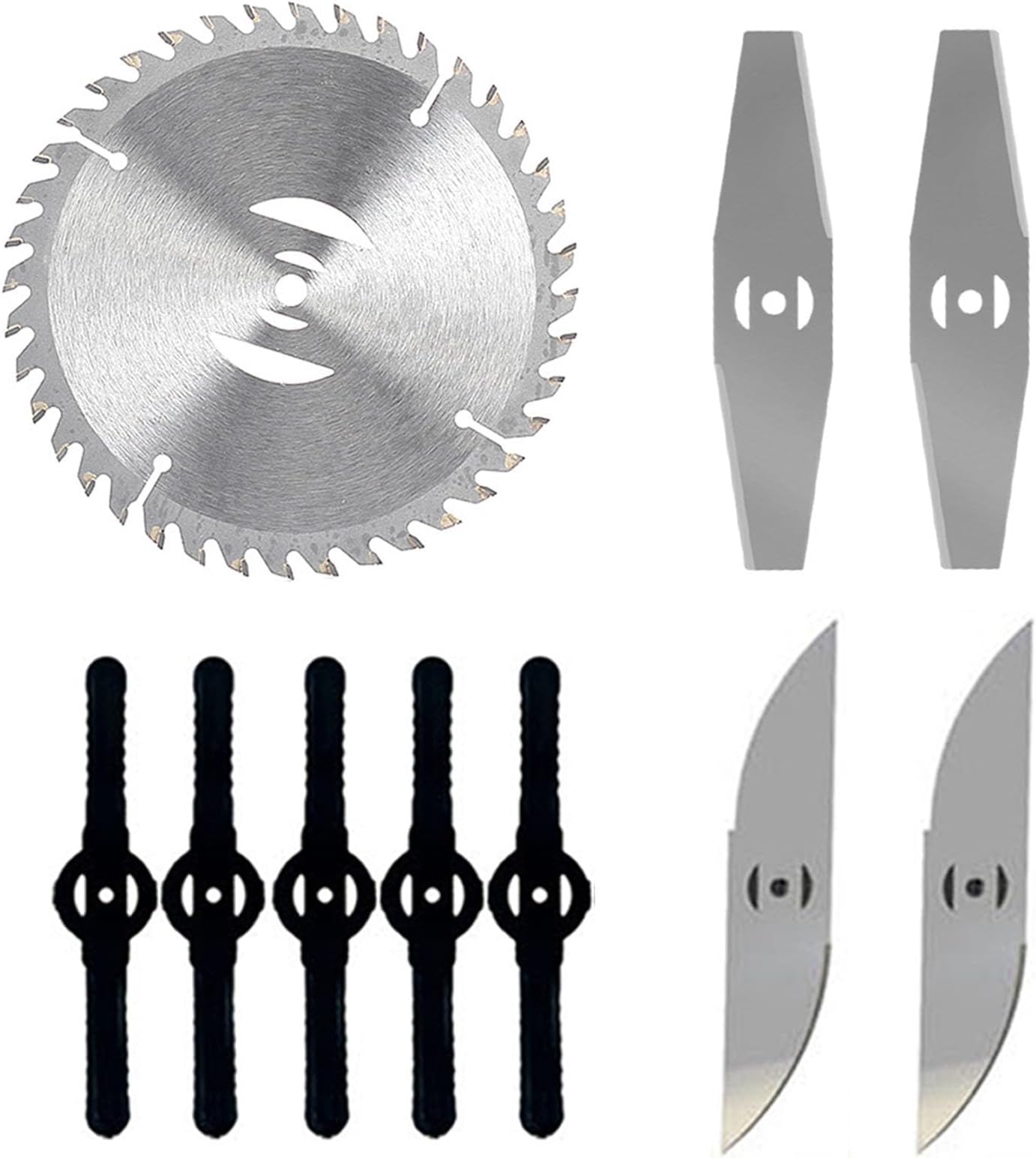 Strimmer Blades, Brush Cutter Blade Metal Blade, Garden Cordless Strimmer Spare Blade, Grass Strimmer Blade, for Garden Strimmer Accessories, 1X Circular Saw Blade, 4 X Alloy Blade, 5 X Plastic Blade