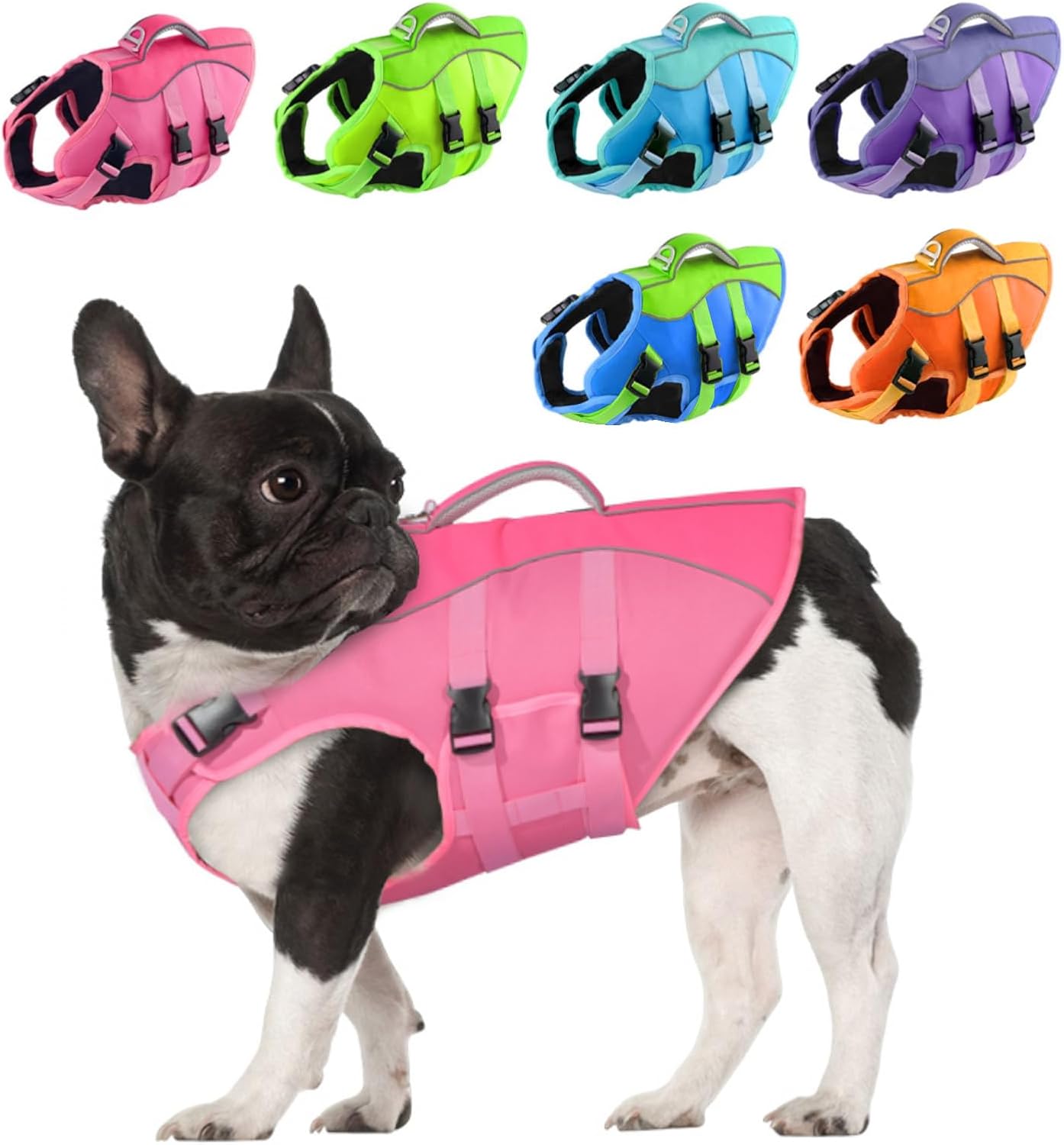 Dog Life Jacket Medium, High Flotation Dog Life Vest for Swimming Boating, Reflective Puppy Lifejacket with Superior Buoyancy and Rescue Handle, Adjustable Safety Dogs Floating Vests