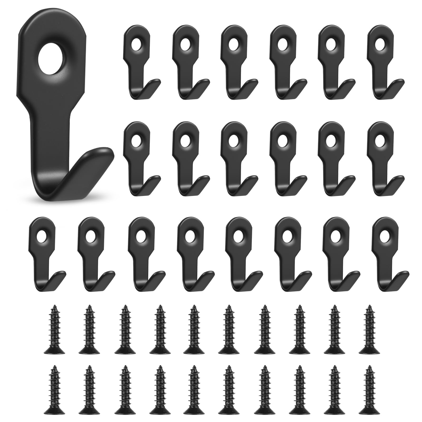 LEKABIN Pack of 40 Coat Hooks, Coat Hooks, Matte Black, Coat Hooks, Wall Hooks, Screw-On Hooks for Bedroom, Bathroom, Wardrobe, Living Room, Towel, Jacket Hooks