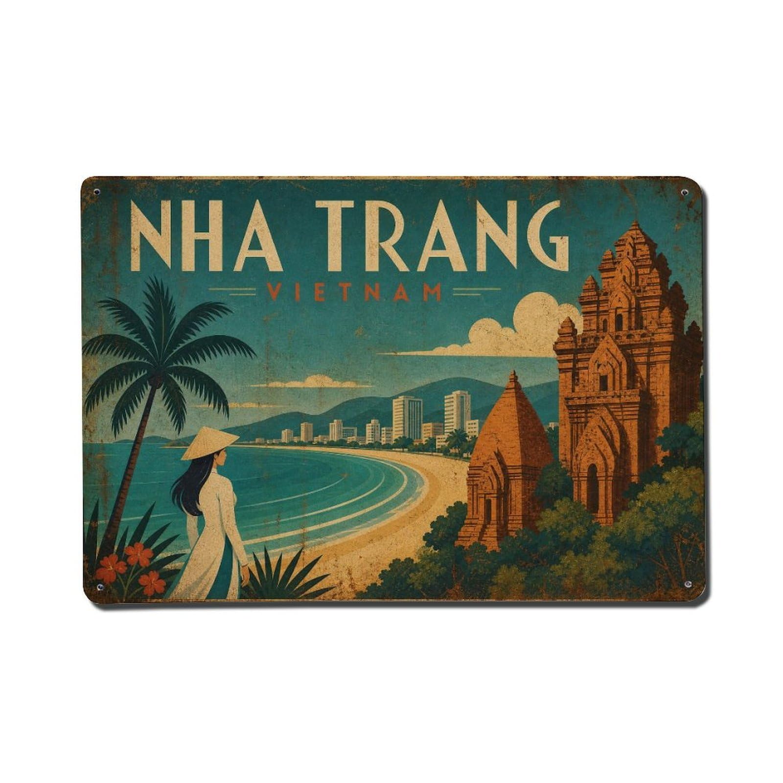 Nha Trang Vietnam Retro Heritage Travel Cultural Metal Tin Sign
