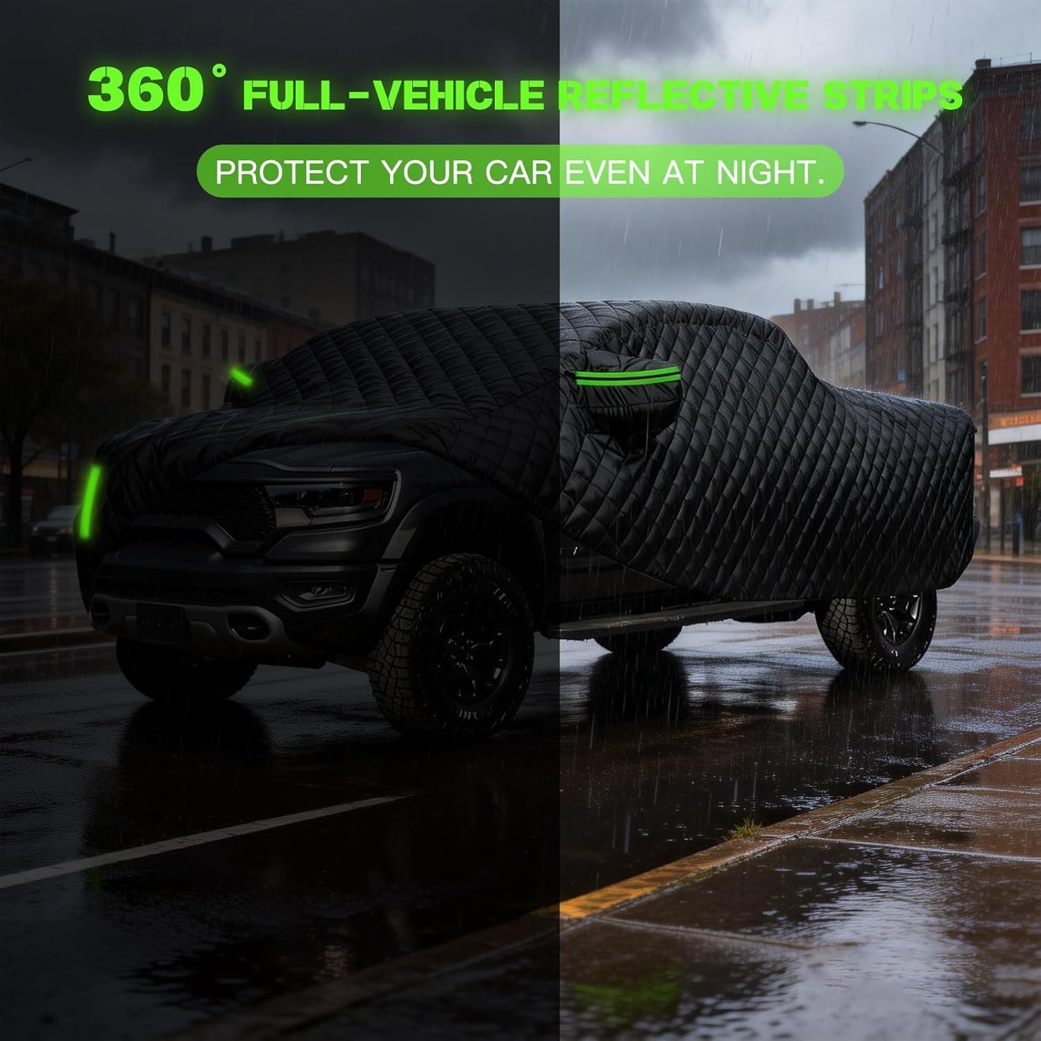 Hail Protector Car Cover Truck Compatible with Chevy Silverado 2500 HD(Double,Long), Heavy Pickup Truck Cover,4-Layers Outdoor Waterproof All Weather, Wind Dust Sun Protector c17z