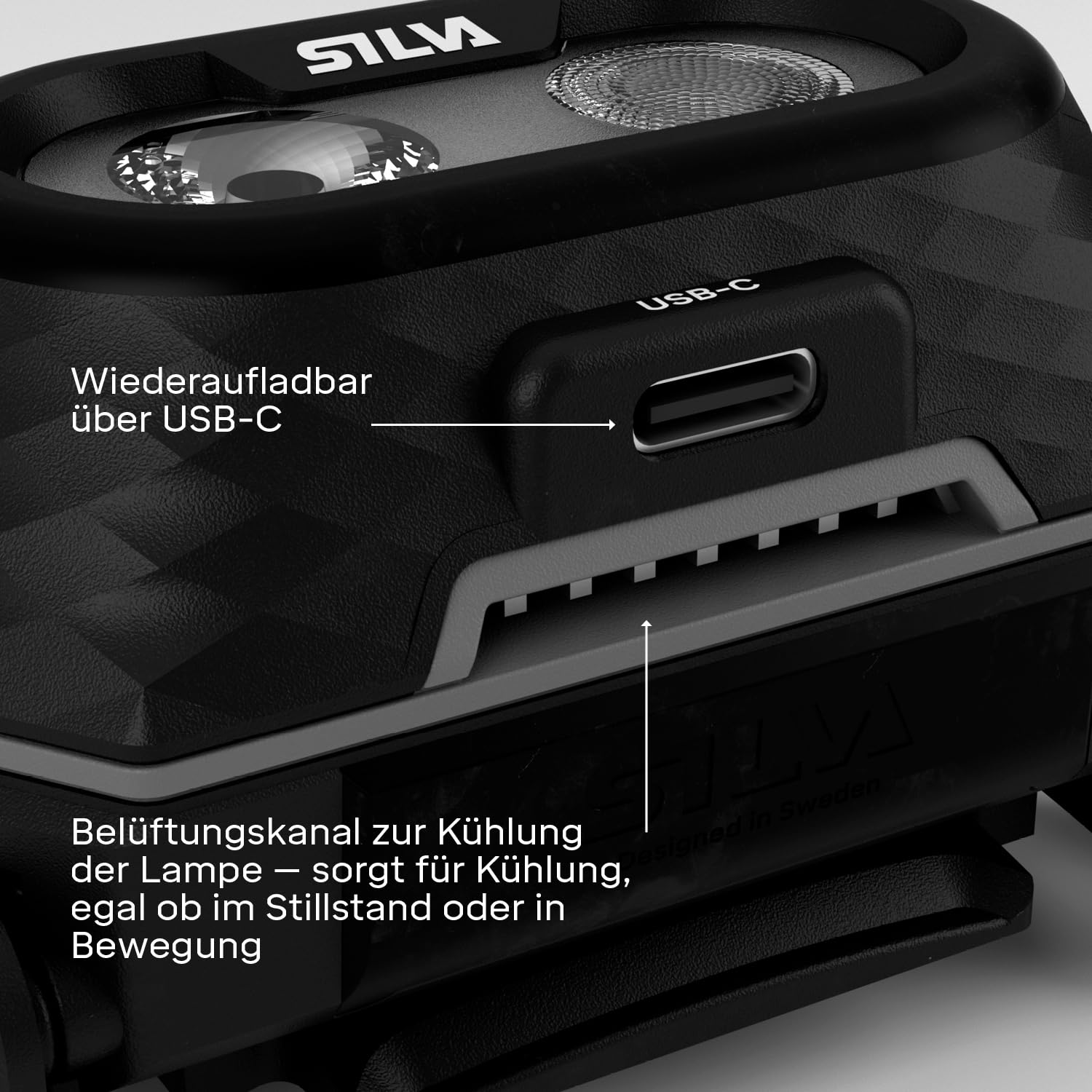 Silva Stirnlampe LED Wiederaufladbar USB C - Explore 5-700 Lumen Stirnlampe Rotlicht - 4 Helligkeitsstufen - Weiß, Orange & Rot LED Kopflampe - Batterieanzeige - Kopflampe Aufladbar