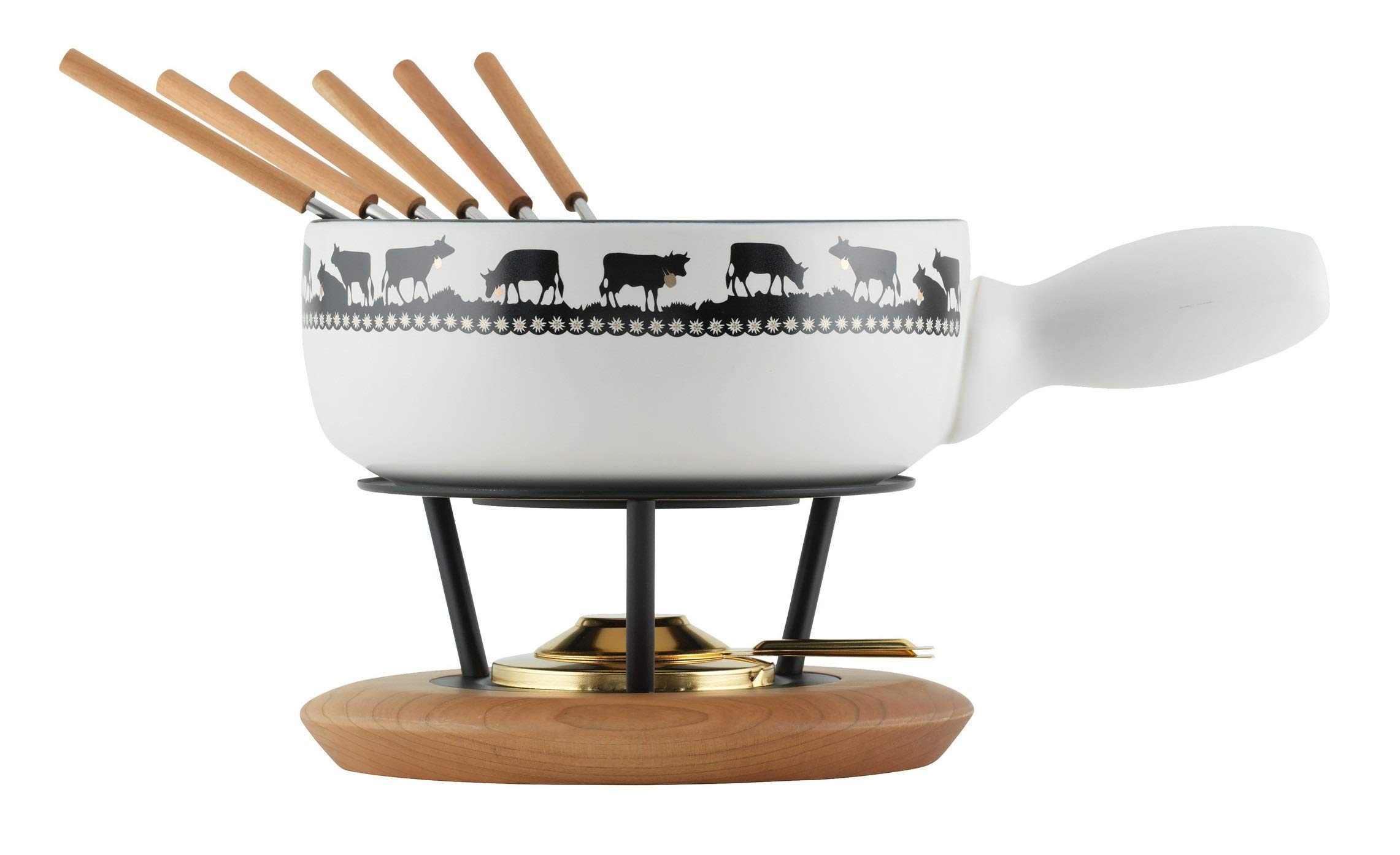 KUHN RIKON Cheese Fondue Set Induction, Gold Bell, 23 cm, White Clay, Ceramic